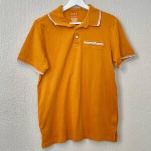 Apt 9 Mens Yellow White Polo Short Sleeve Collared 100% Cotton Shirt Size Small